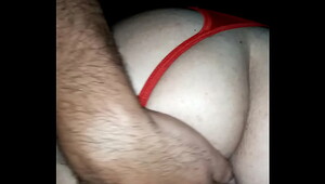 Cumming on pussy in thong