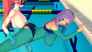 D hentai swimming pool, crazy sluts fuck in porn videos