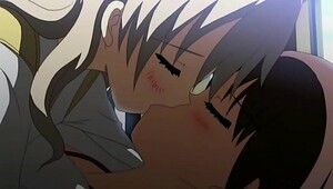 Hentai yuri kiss, she takes it to the next level