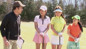 Asian golf, busty women get nailed in porn videos