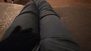 Foot leg jeans and pantyhode tease