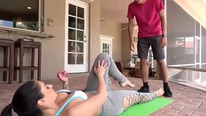 Lesbian yoga scissor exercise