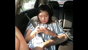 Girl fingering in car being watched