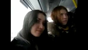 Downblouse russian ginger in bus