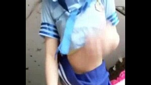 School girl in white cotton knickers and socks spanked