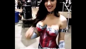 Body paint wonder woman, sweet dreams of attractive ladies become reality