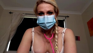 Kinky sexy lesbian doctor mask surgical gloves