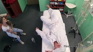 Step mom and doctor jerks off son in doctors office