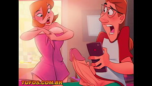 Naked cartoon characters, sexy babes are satisfied when watching adult porn