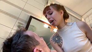 Femdom spitting in slaves mouth