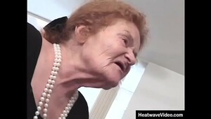 Very old woman swallowing