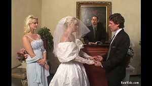 Bride double blowjob, slutty babes get fucked really hard