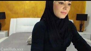 Arab girl with hijab turban being masturbated