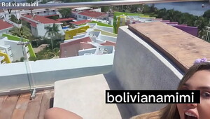 Horny college babe masturbates on the rooftop