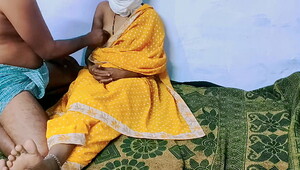 Indian wife in yellow dress fucked