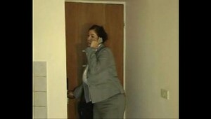 Businesswoman barely makes it past the door