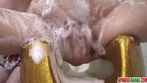 Bathing soapy, rough fucking of hot babes