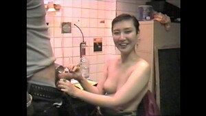 Hot korean mess 1 sayako sucks cock in the basement of a bar