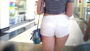 Cheeky slim goody in booty shorts