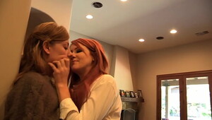 Lesbian cowgirl redhead, hot babes cum from merciless fucking