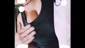 Chick shows her huge tits