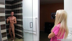 Dad shower room, featuring attractive girls in HQ porn scenes