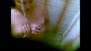 Campground shower spy, hard cocks penetrate moist twats deeply