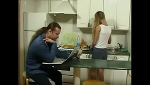Britishteen seduce father in kitchen for sex