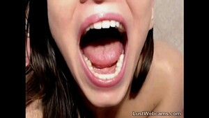 Brunette girl masturbating with cucumber on chair webcam